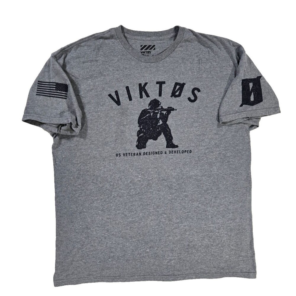 Mens VIKTOS Gray Tactical Military Graphic T Shirt Size XL
